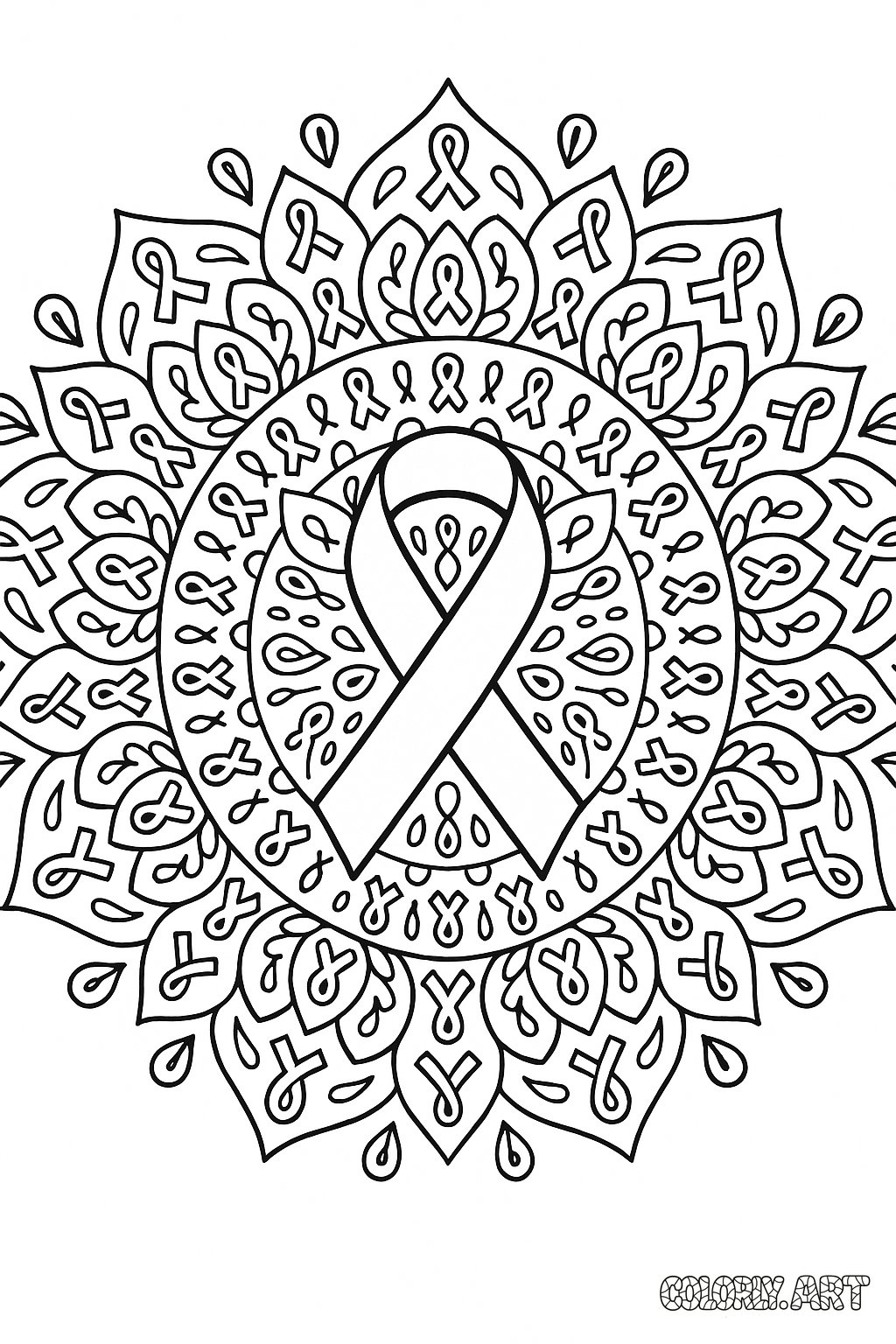 Cancer Ribbon Mandala